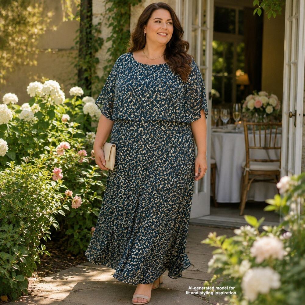 Vintage Cynthia Howie Maggy Boutique Floral Maxi Dress Plus Size 22 Cottage Teal